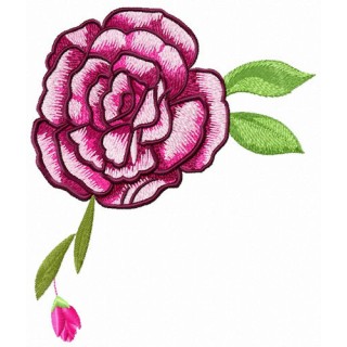 Gorgeous rose with bud embroidery design - Embroidery Design