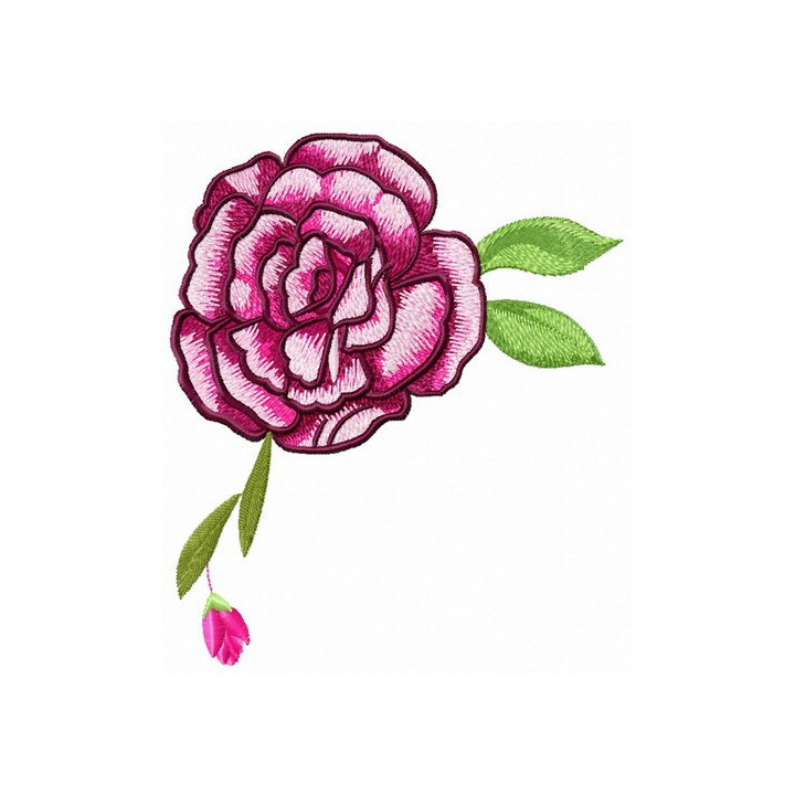 Gorgeous rose with bud embroidery design - Embroidery Design