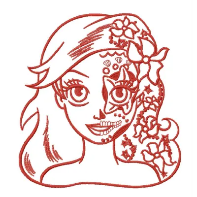 Fancy Ariel 2 embroidery design featuring a whimsical Little Mermaid motif, beautifully detailed for creative projects.