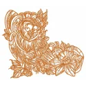 Preview of the Coquet Owl one color embroidery design, showcasing a charming owl motif for creative stitching projects.