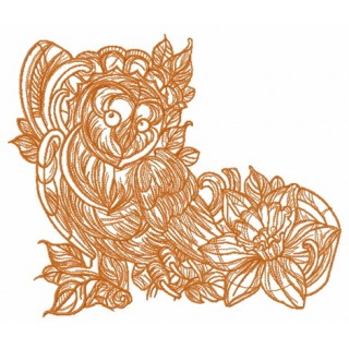 Coquet owl one color embroidery design - Embroidery Design