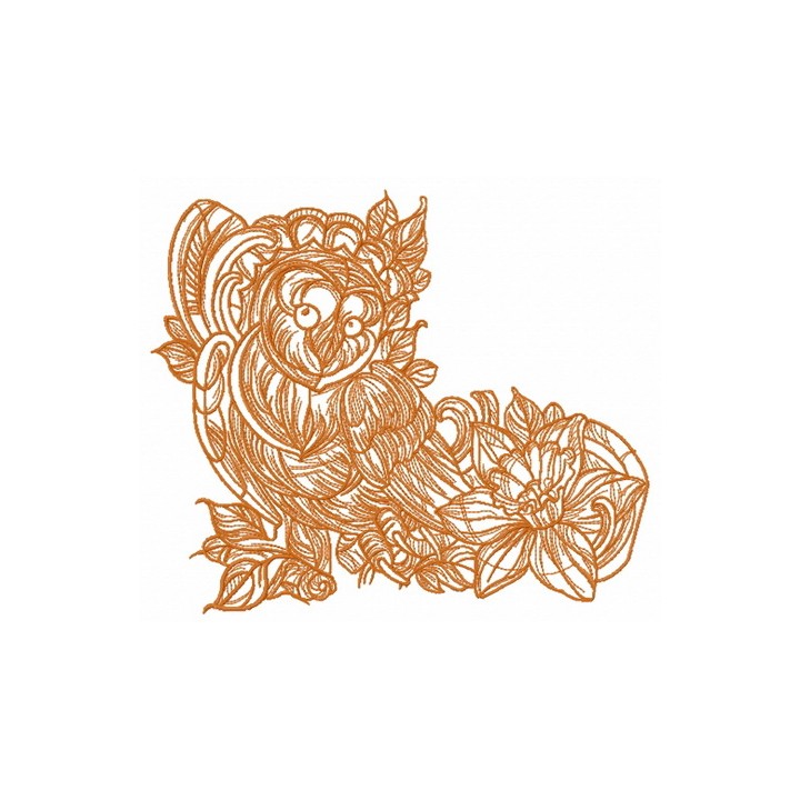 Coquet owl one color embroidery design - Embroidery Design