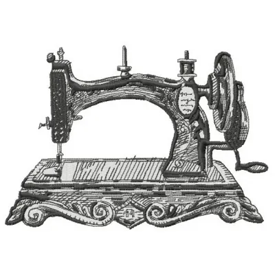 Vintage old sewing machine embroidery design showcasing intricate stitching patterns for craft projects.
