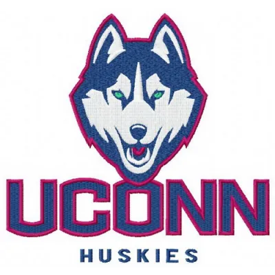 Connecticut Huskies logo 2 embroidery design showcased on a t-shirt, ideal for college sports enthusiasts.