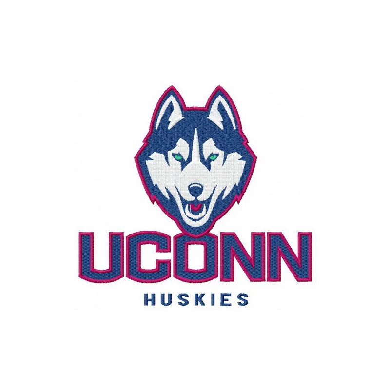 Connecticut Huskies logo 2 embroidery design showcased on a t-shirt, ideal for college sports enthusiasts.