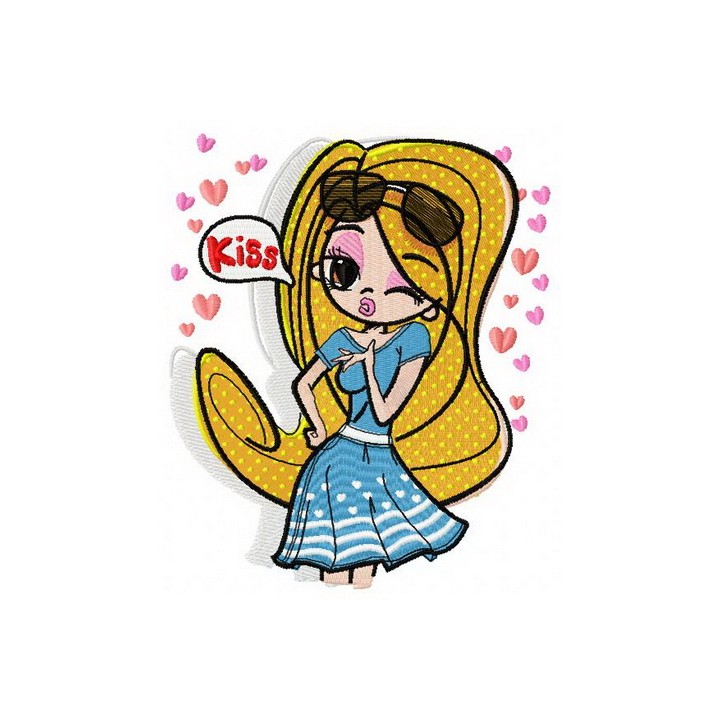 Anime girl embroidery design - Embroidery Design