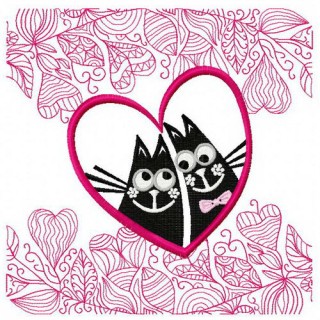 Cat's love embroidery design - Embroidery Design