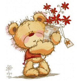 Teddy's bouquet embroidery design - Embroidery Design