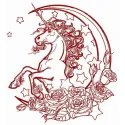Moonlight unicorn 2 embroidery design preview showcasing a whimsical unicorn in a starry night background.