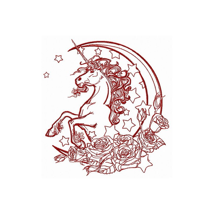 Moonlight unicorn 2 embroidery design - Embroidery Design