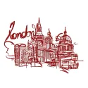 London 7 embroidery design showcasing iconic UK elements, ideal for stitching on apparel and accessories.