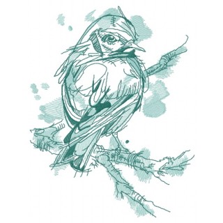 Goldfinch on tree branch  embroidery design - Embroidery Design