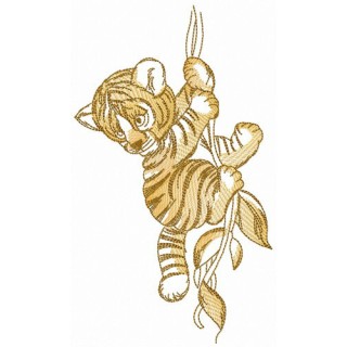 Tiger climbing up embroidery design - Embroidery Design