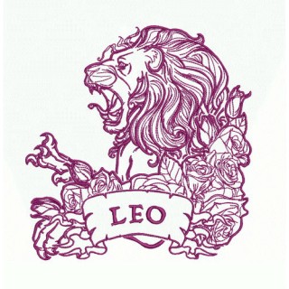 Leo and roses 2 embroidery design - Embroidery Design