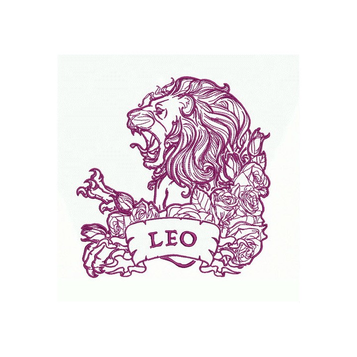 Leo and roses 2 embroidery design - Embroidery Design