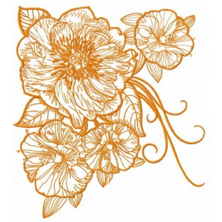 Big rose flowers 3 embroidery design - Embroidery Design