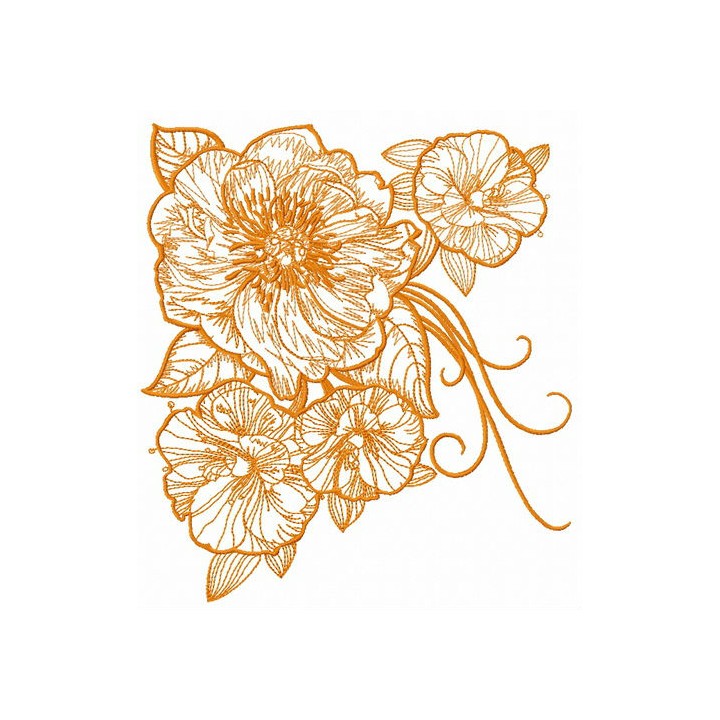 Big rose flowers 3 embroidery design - Embroidery Design