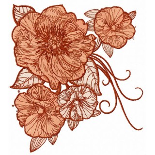 Big rose flowers 2 embroidery design - Embroidery Design