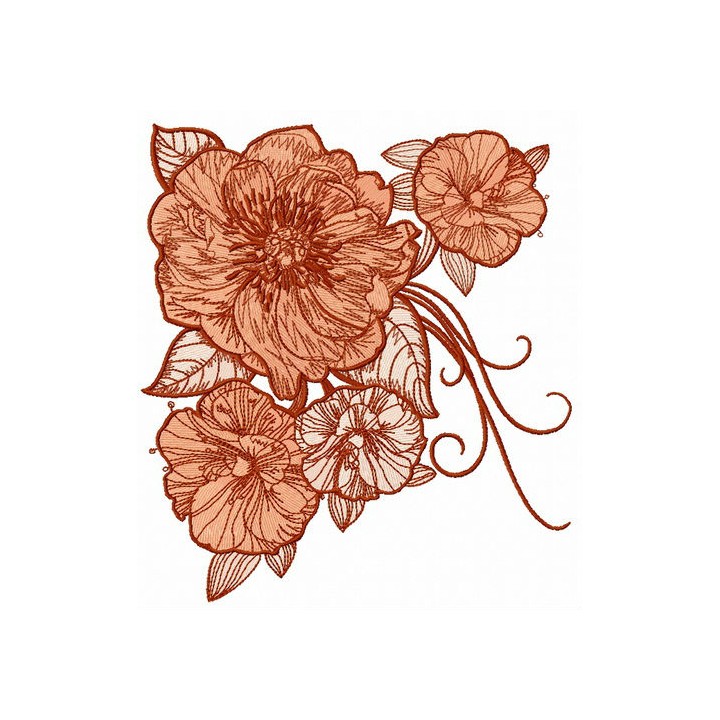 Big rose flowers 2 embroidery design - Embroidery Design