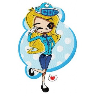 COP girl embroidery design - Embroidery Design