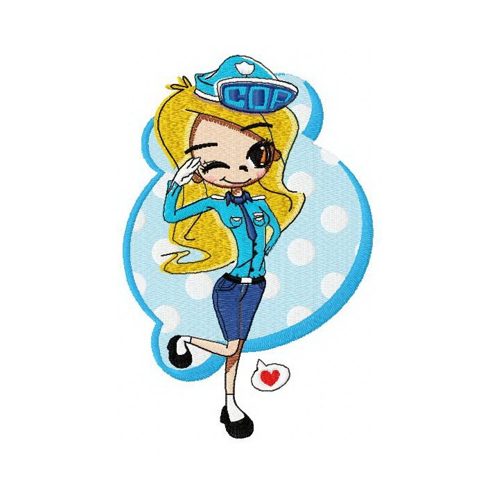 COP girl embroidery design - Embroidery Design