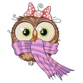 Owl in warm scarf embroidery design - Embroidery Design
