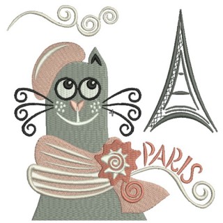 French cat embroidery design - Embroidery Design