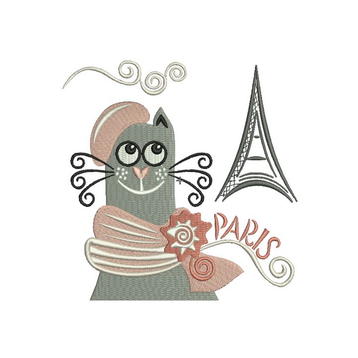 French cat embroidery design - Embroidery Design