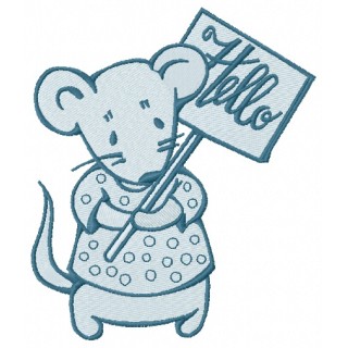 Mouse with nameplate 3 embroidery design - Embroidery Design