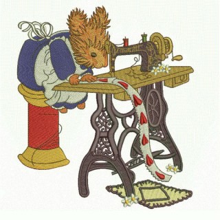 Squirrel sewing 2 embroidery design - Embroidery Design