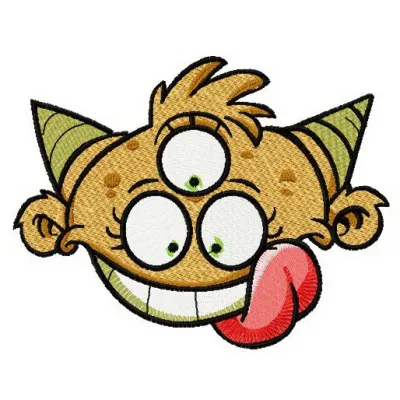 Preview of the Yellow Horny Monster 2 embroidery design, showcasing a playful monster motif for stitching.