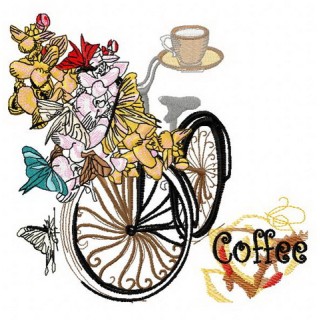 Spring bicycle embroidery design - Embroidery Design