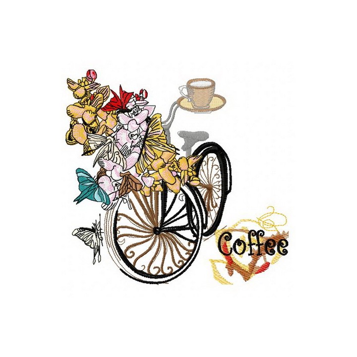 Spring bicycle embroidery design - Embroidery Design