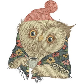 Granny owl's coffee embroidery design - Embroidery Design