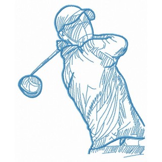 Golfer with club embroidery design - Embroidery Design