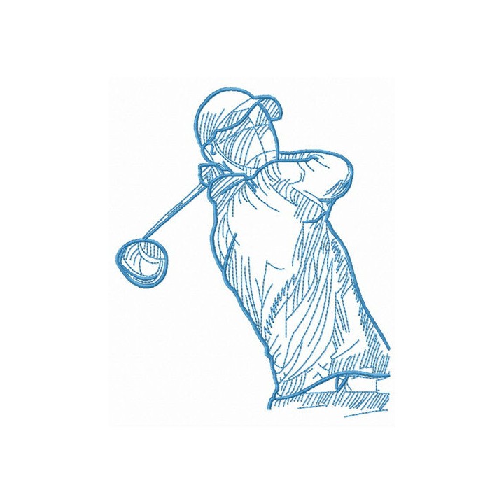 Golfer with club embroidery design - Embroidery Design