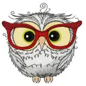 Owl in glasses embroidery design showcasing a whimsical owl motif perfect for stitching on t-shirts or tote bags.