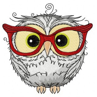 Owl in glasses embroidery design - Embroidery Design