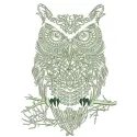 Preview of the Tribal Owl 2 embroidery design showcasing intricate details and vibrant patterns.