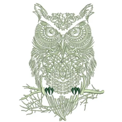 Preview of the Tribal Owl 2 embroidery design showcasing intricate details and vibrant patterns.