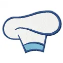 Chef hat embroidery design featuring intricate stitching patterns, ideal for kitchen-themed projects.