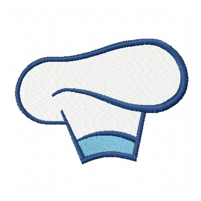 Chef hat embroidery design featuring intricate stitching patterns, ideal for kitchen-themed projects.