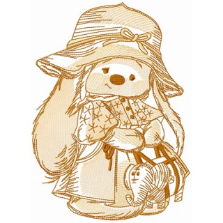 Bunny Mi in fashion coat embroidery design - Embroidery Design