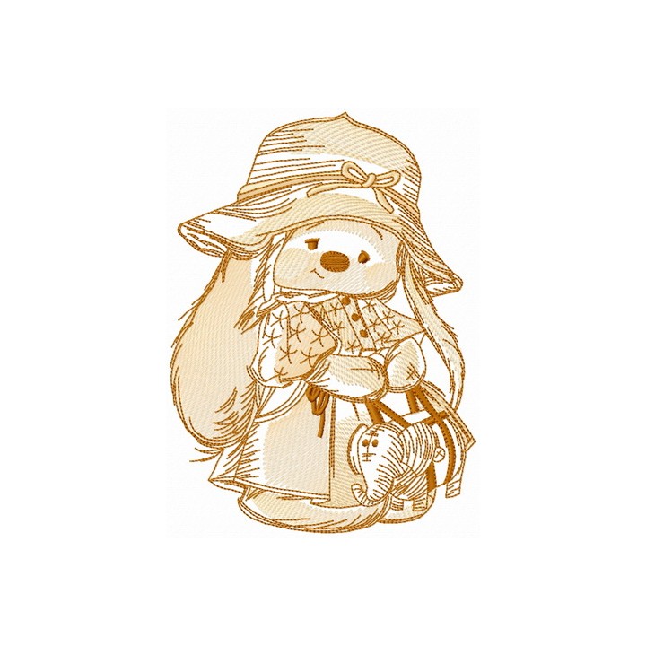 Bunny Mi in fashion coat embroidery design - Embroidery Design