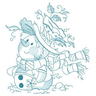 Snowman waiting for snowfall embroidery design - Embroidery Design