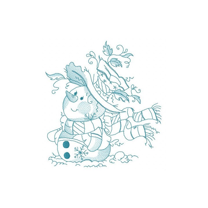 Snowman waiting for snowfall embroidery design - Embroidery Design