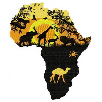 Wild Africa embroidery design showcasing intricate patterns inspired by the beauty of the African landscape.