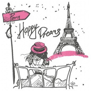 Paris Happy dreams embroidery design - Embroidery Design