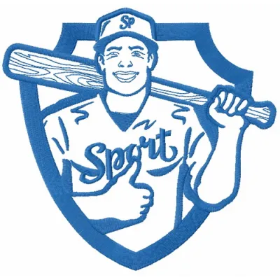 Baseball player 18 embroidery design featuring a dynamic player in action, ideal for sports-themed projects.