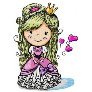 Cute princess embroidery design - Embroidery Design